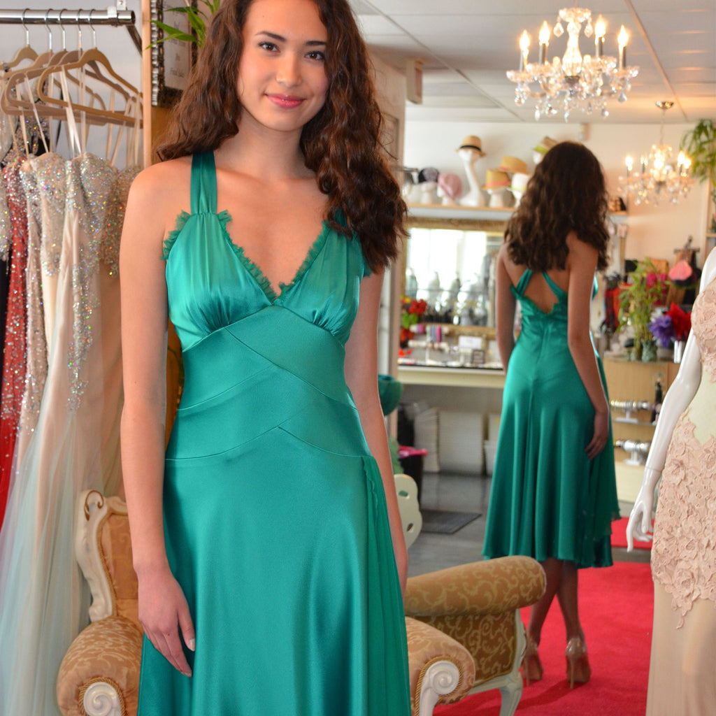 Emerald Silk Tea Dress