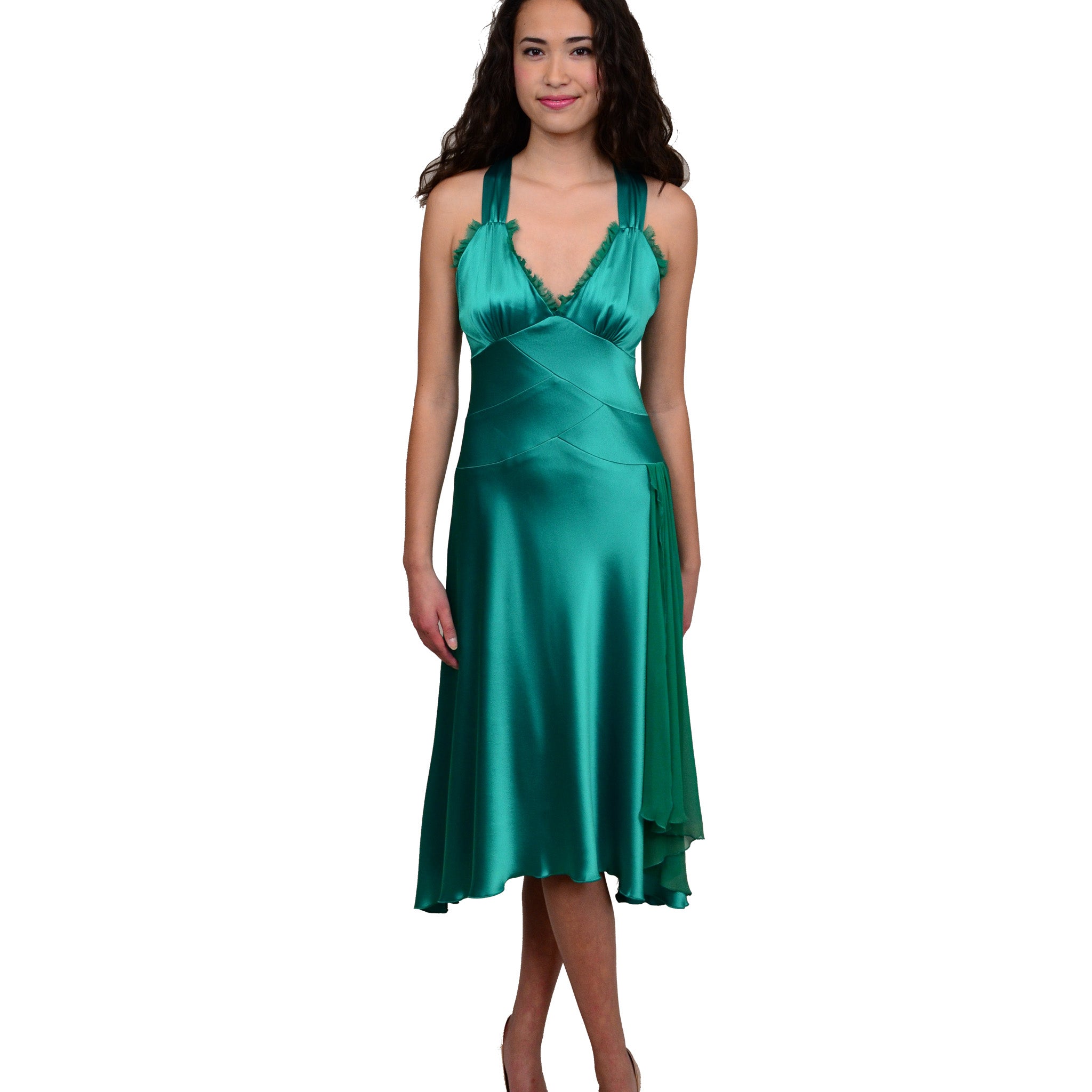 Emerald Silk Tea Dress Dawn of New York Emerald Silk Tea Dress Dawn of New York